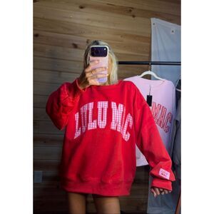 Lulu Mac Red w Pink Gingham sweatshirt NWT